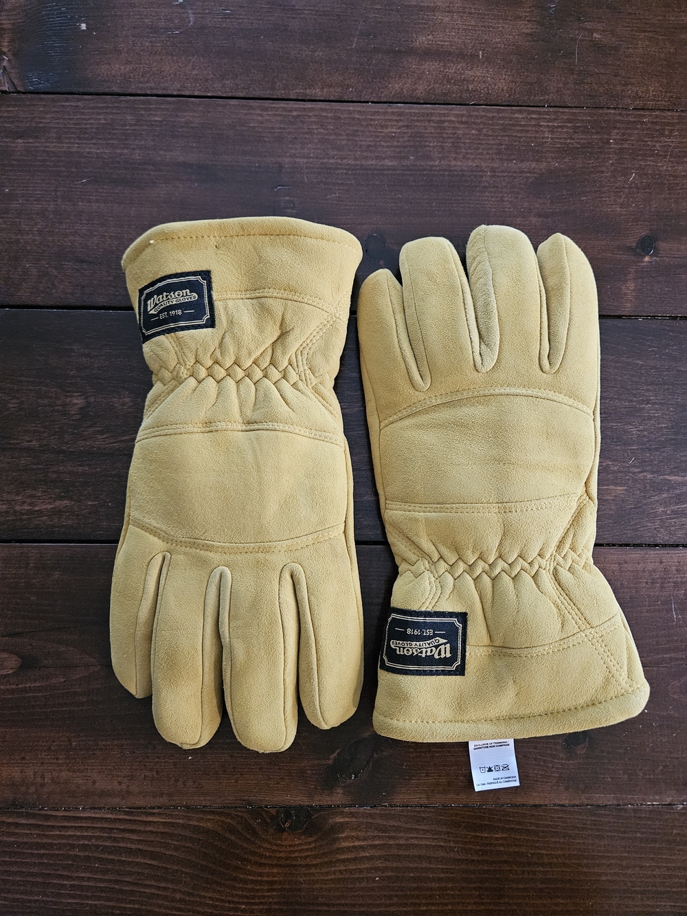 Watsons Quality Leather Tan / Yellow Work Gloves Size XL Warm Polyester Lining